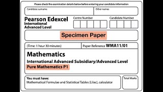 Edexcel IAL Maths - P1 - Specimen