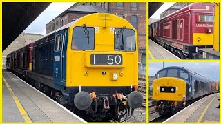 Unusual sight as 3 heritage diesels pass Huddersfield en route to NYMR gala 😀