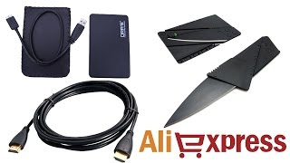 Распаковка посылок Корпус для жесткого диска, нож-карта, HDMI кабель из Китая с aliexpress Анбоксинг