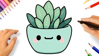 CÓMO DIBUJAR UNA PLANTA KAWAII FACIL 🌱💗