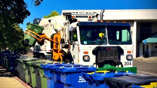 Split Labrie Automizer Garbage Truck on Long Cart Line