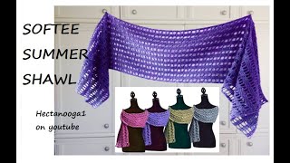 EASY SOFTEE SUMMER SHAWL, one row repeat rectangle shawl