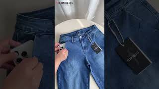 【Flamingals】Wash Mid Rise Straight Leg Crop Jeans Without Belt #jeans #fashion #fashionstyle