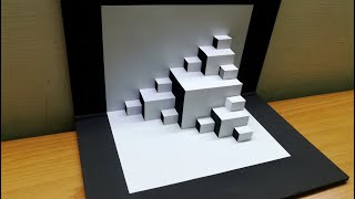 3D block stack Card｜Pop Up Card｜Kirigami｜Paper Art｜Origami｜方塊堆疊彈出卡片 #352