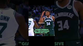 Giannis Offensive foul then handshake brown like a child #nbaplayers #nba #giannisantetokounmpo