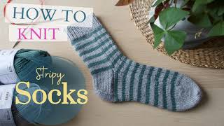 How to knit stripy socks : tutorial by Ina Knits