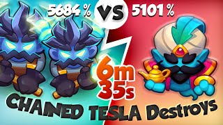 CHAINED TESLA Can Destroys GENIE | 6:35 mins | PVP Rush Royale