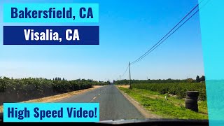 Bakersfield, CA to Visalia, CA - High Speed Driving Video Time Lapse