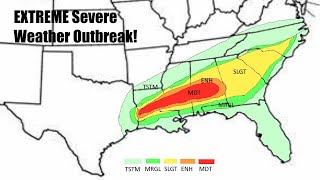 EXTREME Severe weather outbreak! Strong Tornados, Large Hail!