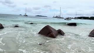 Beautiful granite rocks formations at Anse Lazio beach, Praslin, Seyschelles