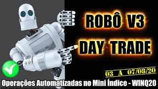 Robô Investidor Metatrader - Mini Indice V3 Day Trade - WINQ20 - Pregão 03 a 07/08/2020