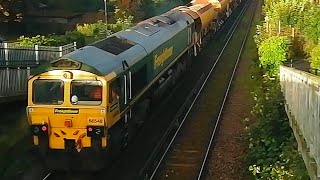 **ilkley+Darth Vader** freightliner class 66-534 & 66-584 running loaded HOBC @faversham footbridge