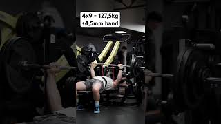 127,5kg 4x9 + 4,5mm band #benchpress #strength #workout #gym #fitness #shorts #shortvideo #short