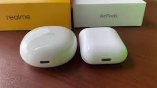 Realme buds and Airpods side by side