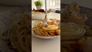 Spaghetti aglio e olio with shrimp. #easyrecipe #shrimppasta #dinnerrecipe