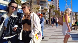 Benidorm Sunny Levante Beach February 2024 Spain Costa Blanca 4K