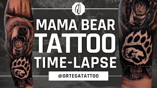 TATTOO TIME-LAPSE #085 | MAMA BEAR BLACK AND GREY