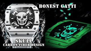 Bonest Gatti watch 9909----Skull Carbon Fiber Design