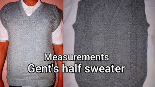 XXL Size Gents Half Sweater Measurements | जेंट्स हाफ स्वेटर मे कितने फंदे डालें |