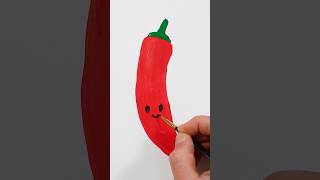 Cute Red Pepper Acrylic Painting for Kids  #shorts #painting #art