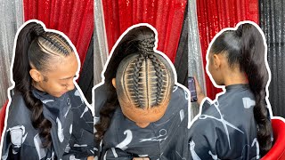 Watch & Learn: Sleek Mid Ponytail With FEED-IN Braids!