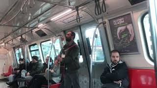 Crazy guy playing guitar in train Istanbul vlog 77