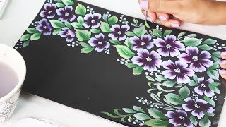 How to make Perfect Shaded Flowers in ONE STROKE | Fabric Painting Designs on Paper | Painting Tips