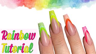 NEON RAINBOW NAIL ART TUTORIAL 2020 | FRENCH SUMMER NAILS | JET SET BEAUTY NAILS | NAILS FASCINATION