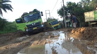 Hino Jember kejubak di kubangan lumpur , terpaksa sewa excavator buat evakuasi