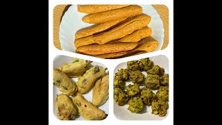 Three Air Fryer Besan Snacks for Cocktails | Bikaneri Gathiya | Bhaji Pakora | Big Fat Chilly Pakora