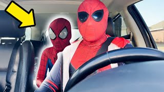 Spider-Man Carpool, Spider-Man dad and son having a blast. Rolling in the streets