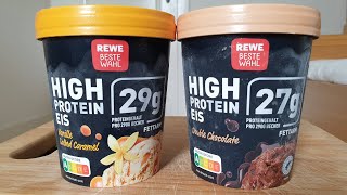 REWE High Protein Eis Test 🍨 | Vanille Salted Caramel & Double Chocolate