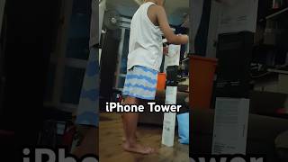 how tall a tower can you build with iPhone boxes? #tower #iphone #stack