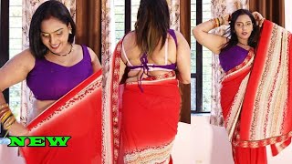 Poonam tiwari new cotton blouse design saree draping tutorials for beginner's | Saree Sneha beauty