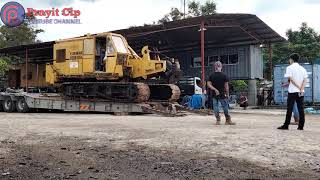 Menurunkan Alat berat Pile Machine Nissan D308 dari Lori || Unloading Pile Machine Nissan D308