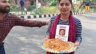 AAP workers reach with “Missing” Gautam Gambhir posters, offer jalebi to BJP workers