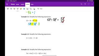 Simplifying Algebraic Expressions