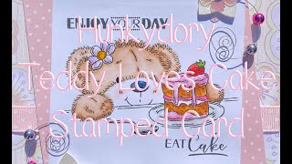 Hunkydory Teddy Loves Cake Stamped Card using Prism Alcohol Craft Markers