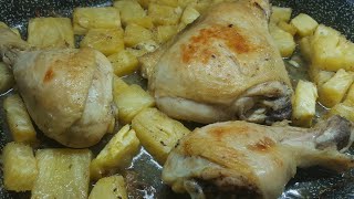 Pollo a la piña/Como hacer pollo a la piña facil en horno/Receta de pollo con piña