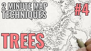 How to draw Trees for fantasy maps - 04 - Easy step by step two minute technique