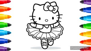 Hello Kitty Dancing Easy and Cute drawing easy with colours for kids and toddlers ||