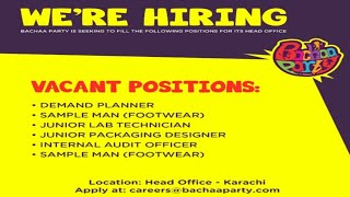 Hiring Bachaa Party For Head Office Karachi- Latest Bachaa Party Jobs 2024 Karachi