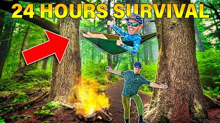 24 HOUR Camping FISHING Survival CHALLENGE! ( Part 1 )