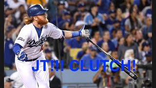 Justin Turner's RBI Base Hit in Game 5 of the 2018 NLCS.  Dodgers vs. Brewers