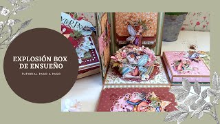 Bonita EXPLOSION BOX🧚‍♀️hecha con los sellos y los papeles de la colección "Neverland" de Ciao Bella