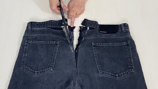 ✅💥 How to downsize Jeans in the waist to fit you perfectly _ perfect way!! 👖✂️