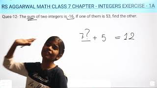 RS Aggarwal Math Class 7 Chapter 1 Integers Ex 1A Q 12 | Basic Math Glory