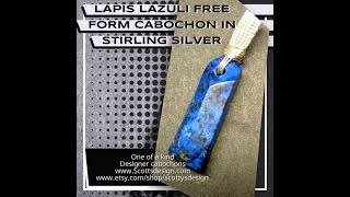 Lapis lazuli free form cabochon in stirling silver