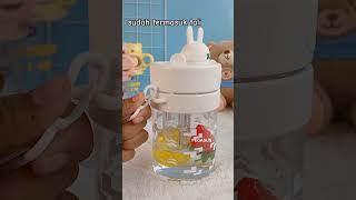 ZA06 Tumbler Filter Mini Plastik Botol Air Minum Anak Karakter Sedotan Silikon + Tali