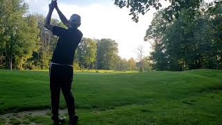 400 yard hole   4 iron   8 iron   BIRDIE  with the ride out